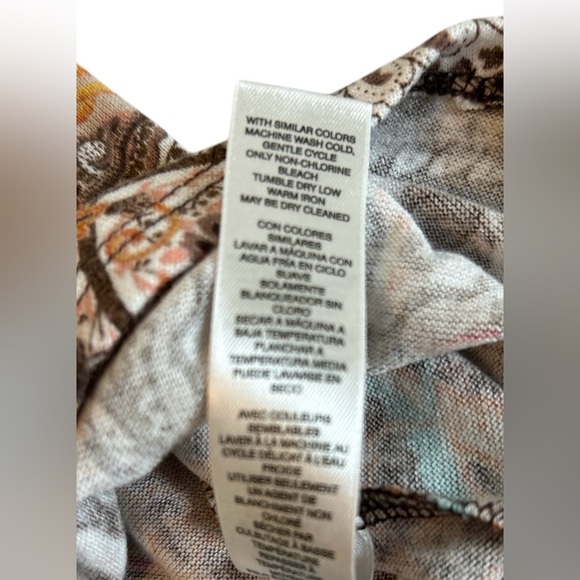 Chico's Women’s Brown Paisley Floral Leopard Print Long Sleeve Knit Top - Size 3 - Picture 8 of 11